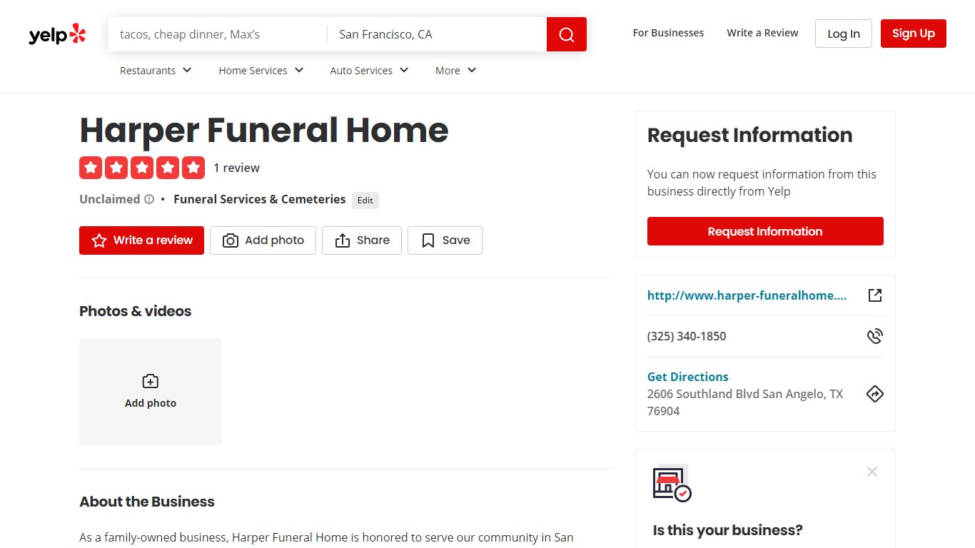 Harper Funeral Home - San Angelo, TX - Yelp
